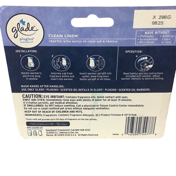 Glade PlugIns Clean Linen Scented Oil Refills 0.67 Fl. Oz Each 3 Pack NEW - Picture 5 of 6